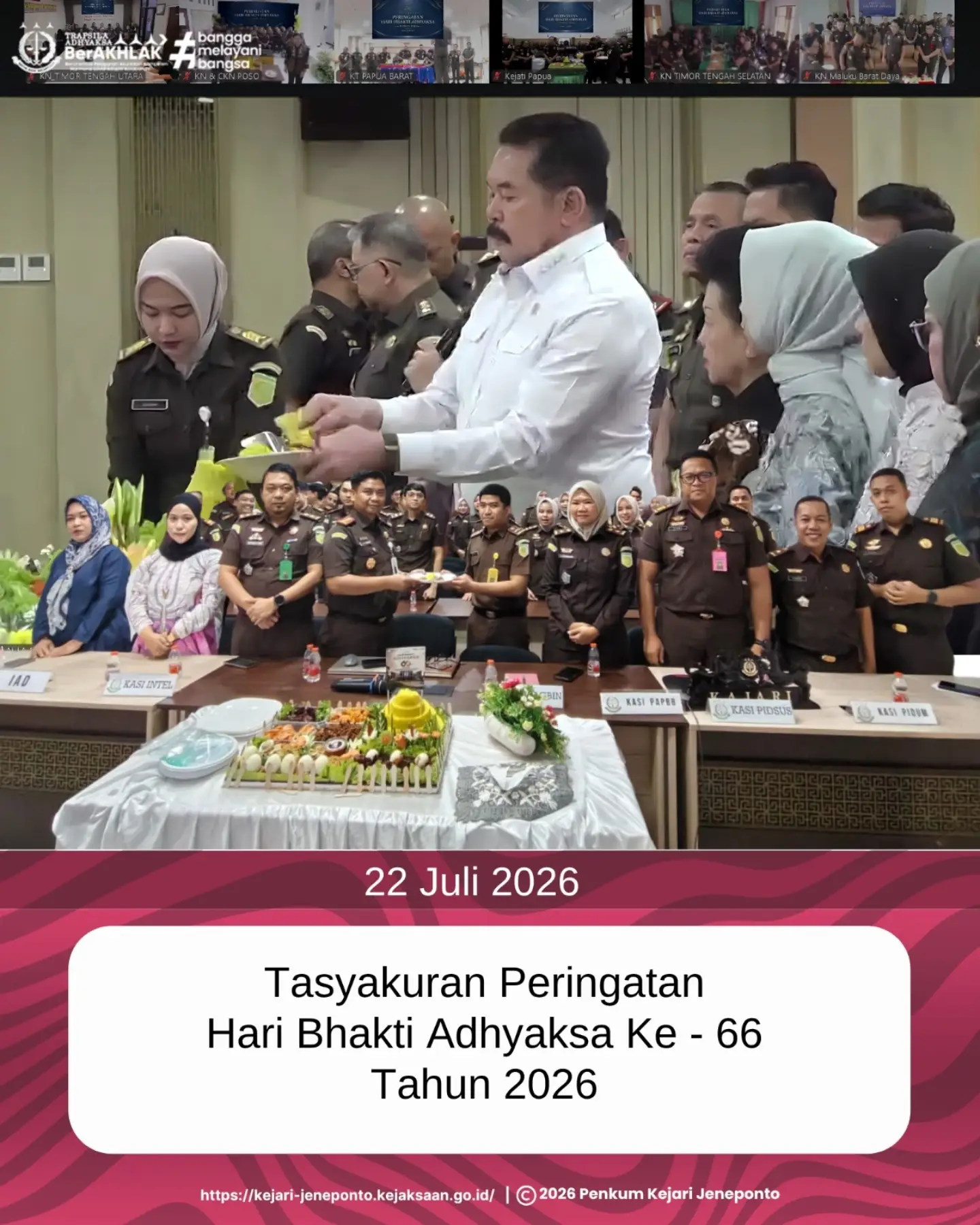 Kejari Jeneponto Ikuti Syukuran Hari Bhakti Adhyaksa ke-66 Tahun 2026