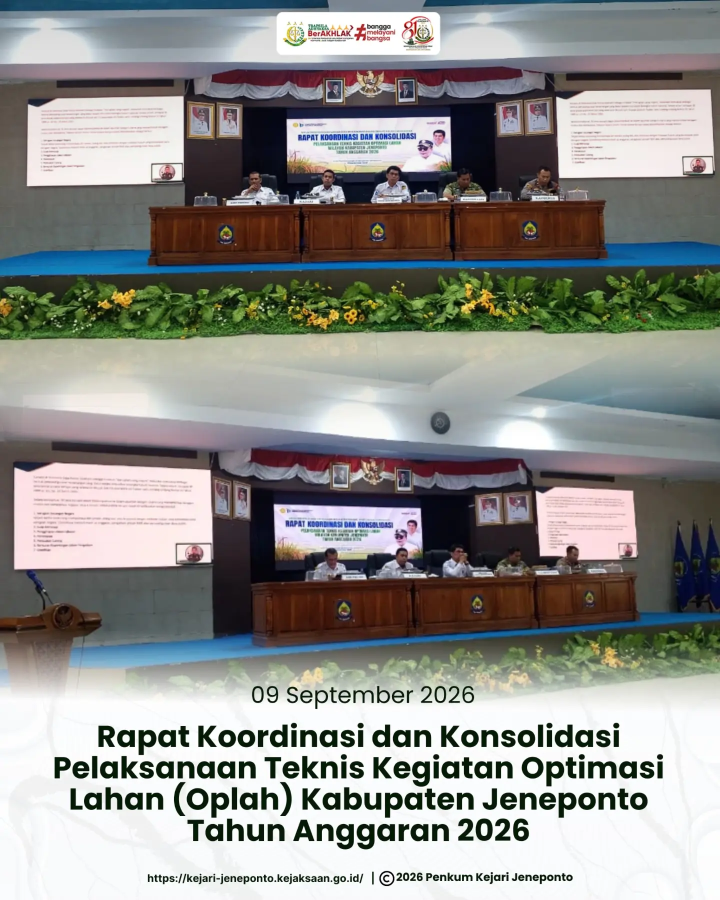 Rapat Koordinasi dan Konsolidasi Pelaksanaan Teknis Kegiatan Optimasi Lahan (Oplah) Kabupaten Jeneponto TA 2026