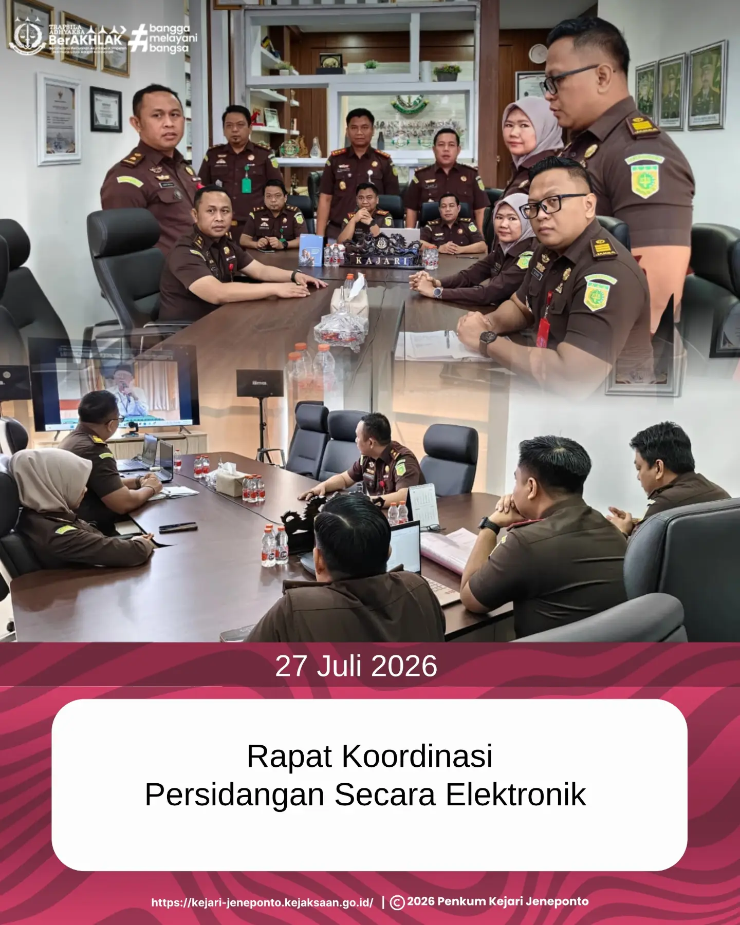 Kejari Jeneponto Ikuti Rapat Koordinasi Persidangan Secara Elektronik Bersama Pengadilan Tinggi Makassar