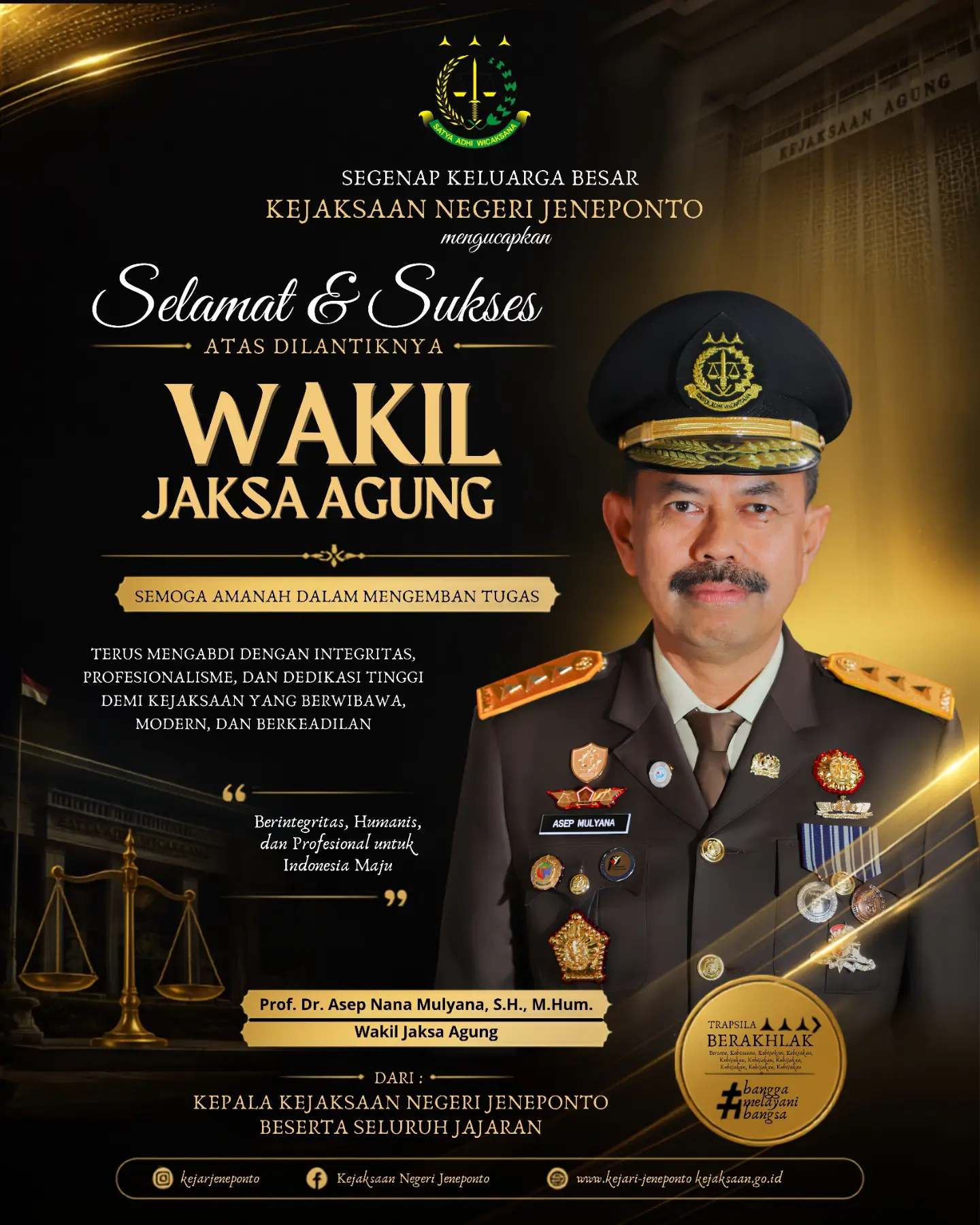 Asep Nana Mulyana sebagai Wakil Jaksa Agung RI