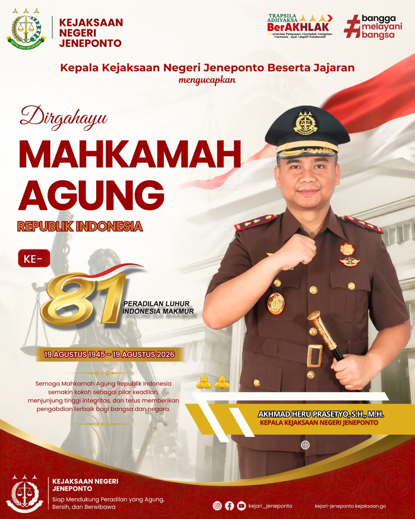 Ucapan Dirgahayu Ke-81 Mahkamah Agung Republik Indonesia