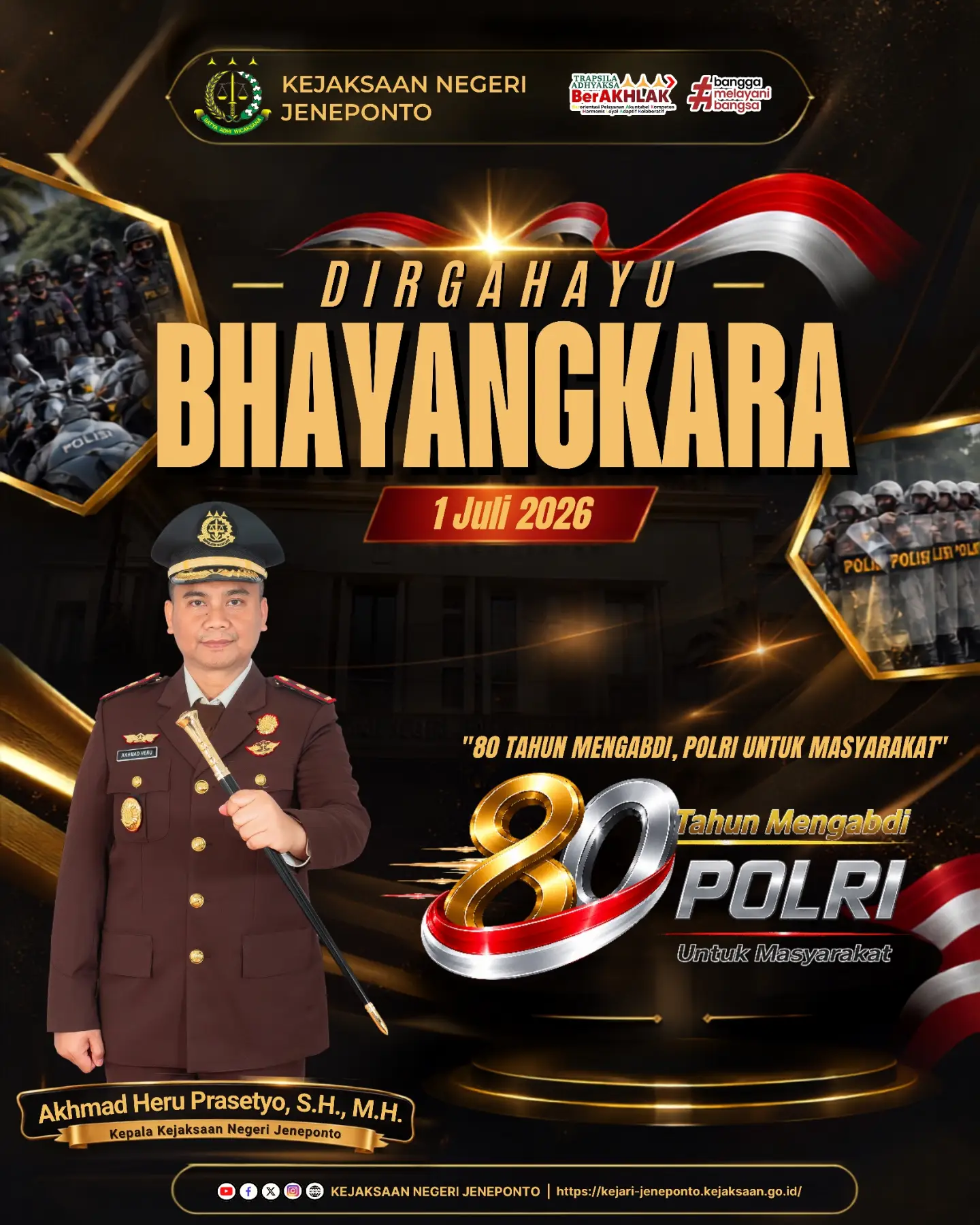 Ucapan Dirgahayu Bhayangkara ke-80 dari Kejaksaan Negeri Jeneponto