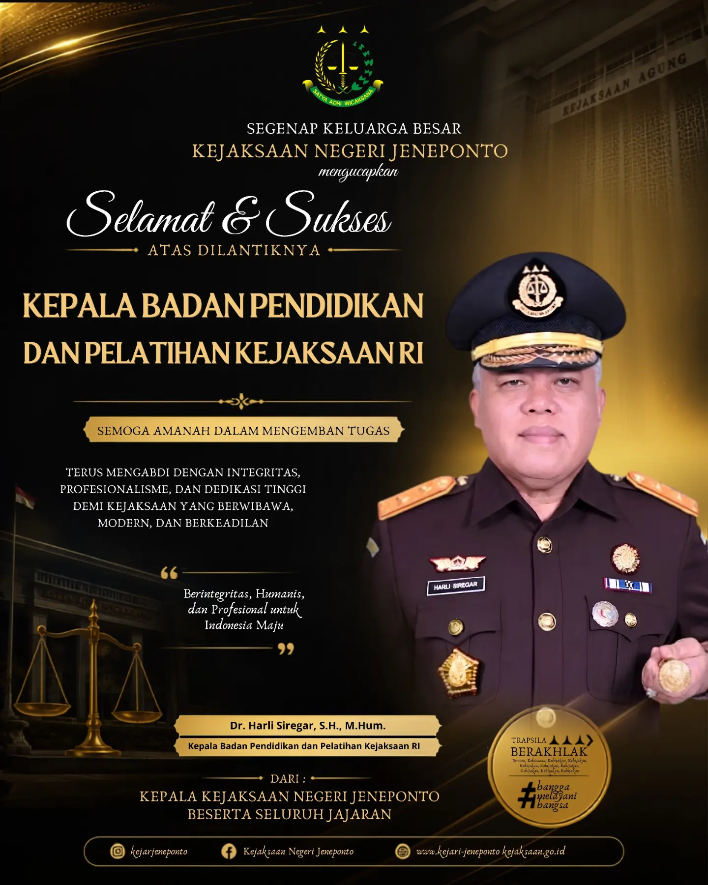 Harli Siregar sebagai Kepala Badan Pendidikan dan Pelatihan