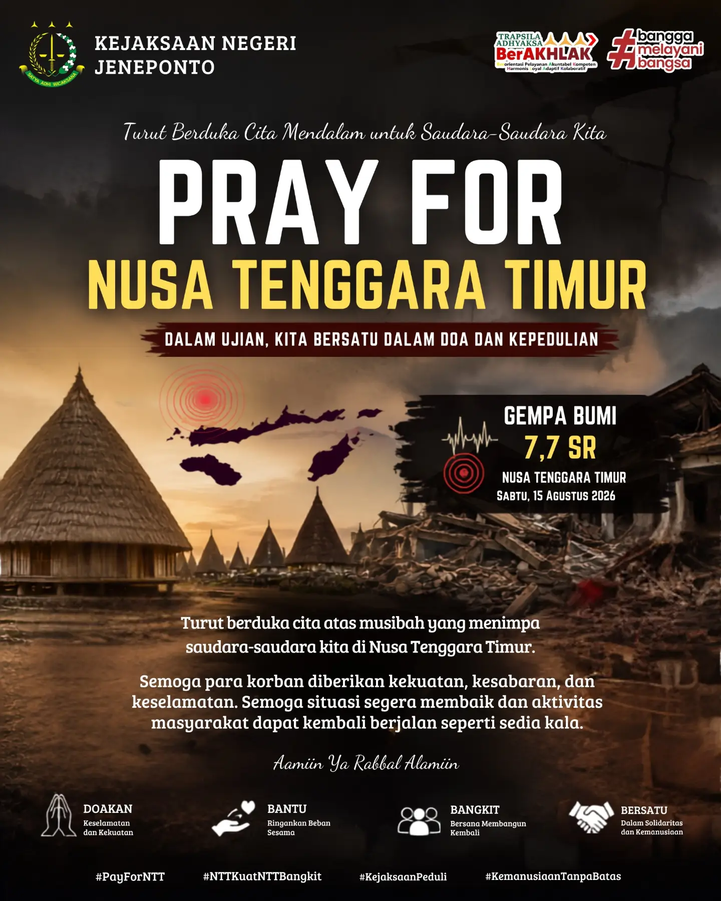 Ungkapan Duka Cita atas Musibah Gempa Bumi di Nusa Tenggara Timur