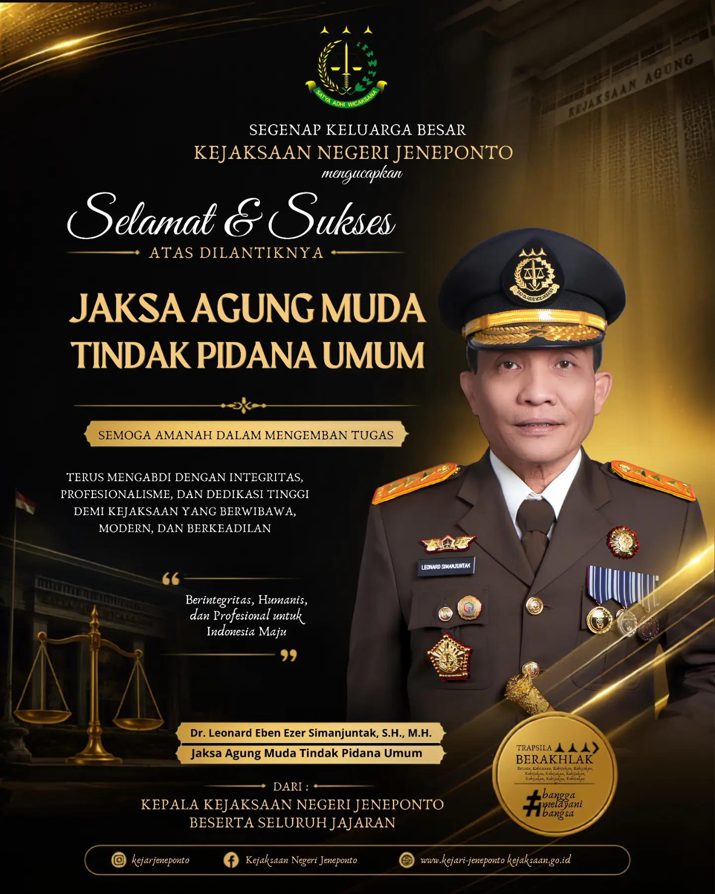 Leonard Ebenezer Simanjuntak sebagai Jaksa Agung Muda Tindak Pidana Umum (Jampidum)