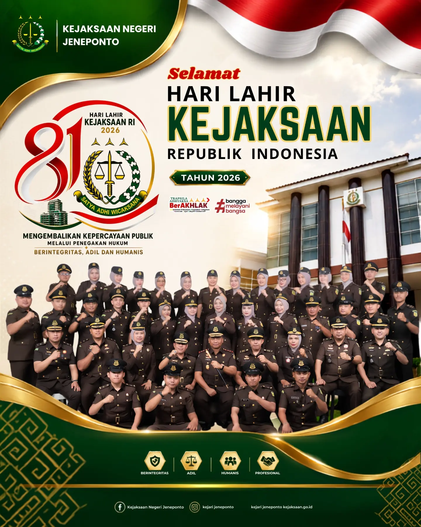Selamat Hari Lahir Kejaksaan Republik Indonesia ke-81 Tahun 2026