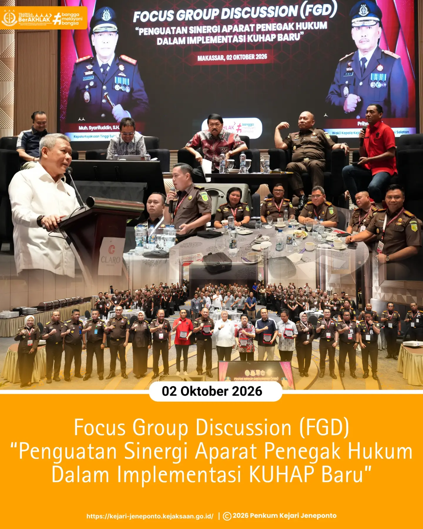 Kejari Jeneponto Ikuti FGD Penguatan Sinergi APH dalam Implementasi KUHAP Baru
