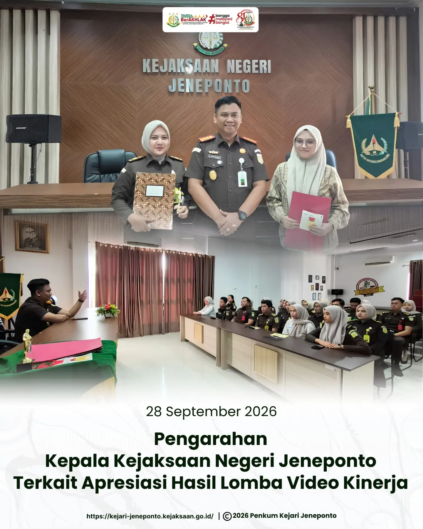 Kajari Jeneponto Berikan Apresiasi atas Lomba Video Kinerja Pegawai dan PPNPN
