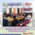 Penyerahan Acara Perbaikan Verifikasi Administrasi Syarat Dokumen Bakal Calon Anggota DPRD Kab.Jeneponto